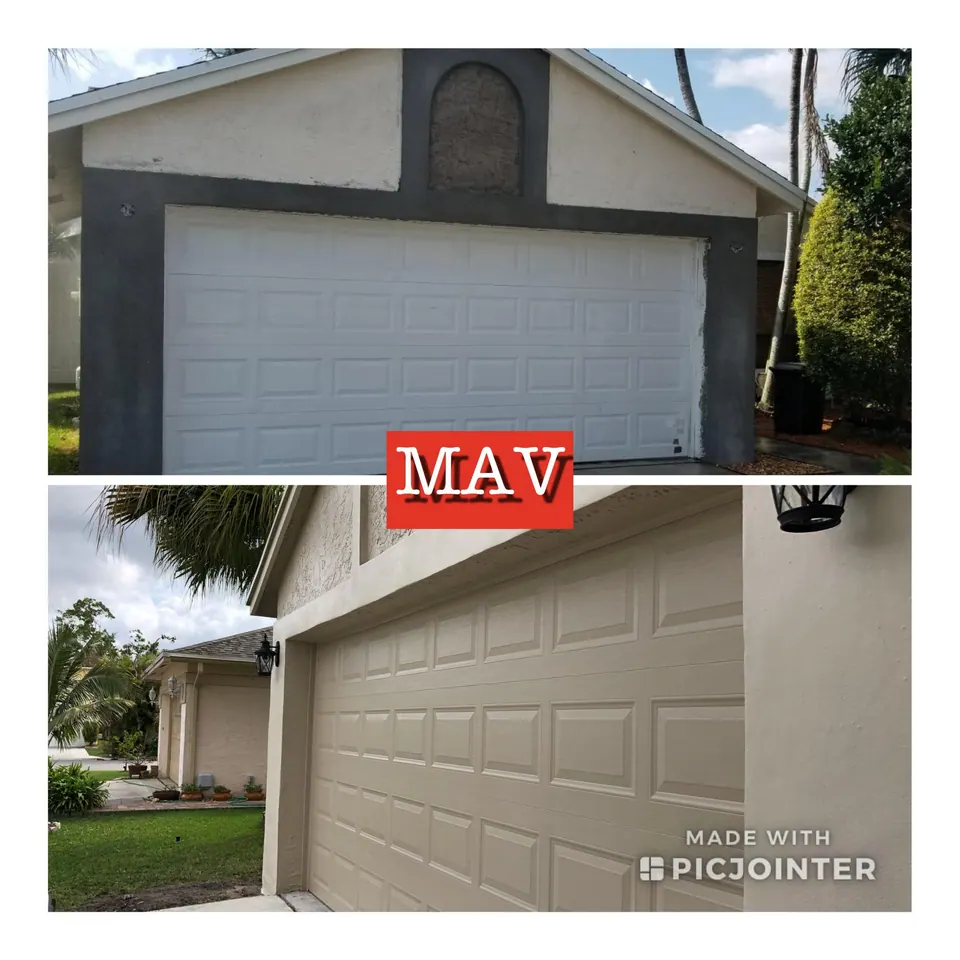 Garage door before and after painting