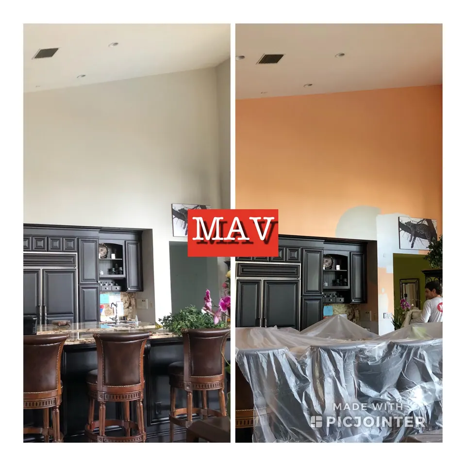 Kitchen cabinets refinished dark, before and after